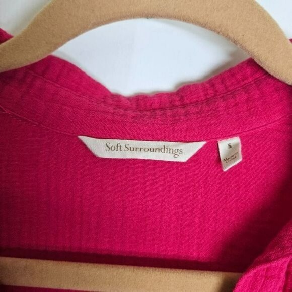Soft Surroundings Womens Pink‎ Long Sleeve Buttoned Tunic Top S 100% Cotton - Picture 3 of 15